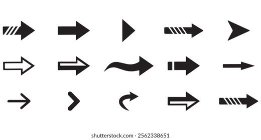 Neon black Arrow icons set. Arrows vector sing isolated on white background. Big vector set of black arrow symbol and direction pointers in different styles. Beautiful arrow vector collection.