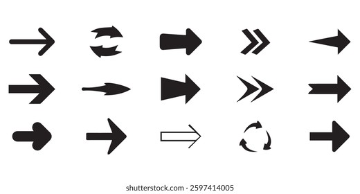 Neon black Arrow icons set. Arrows vector sing isolated on white background. Big vector set of black arrow symbol and direction pointers in different styles. Beautiful arrow vector collection.