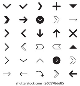 Neon black Arrow icons set. Arrows vector sing isolated on white background. Big vector set of black arrow symbol and direction pointers in different styles. Beautiful arrow vector collection.