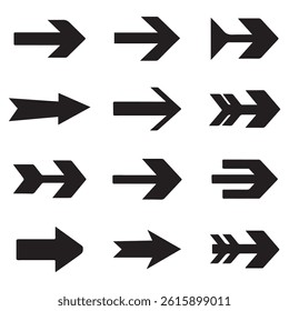 Neon black Arrow icons set. Arrows vector sing isolated on white background. Big vector set of black arrow symbol and direction pointers in different styles. Beautiful arrow vector collection.