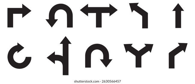 Neon black Arrow icons set. Arrows vector sing isolated on white background. Big vector set of black arrow symbol and direction pointers in different styles. Beautiful arrow vector collection.