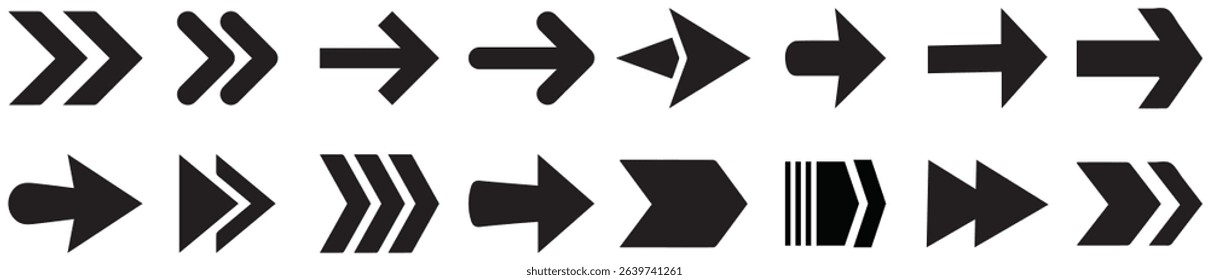 Neon black Arrow icons set. Arrows vector sing isolated on white background. Big vector set of black arrow symbol and direction pointers in different styles. Beautiful arrow vector collection