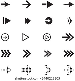 Symbol für neonschwarze Pfeile. Schönes Pfeil-Vektor-Design. weißer Hintergrund Pfeil isolierte Sammlung. Pfeil, Cursor, Moderne einfache Pfeile, Vektorgrafik.
