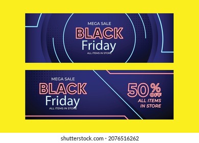 neon black friday banners plantilla de diseño vector ilustración