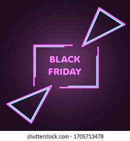 Neon Black Friday wall banner, advertisement vector