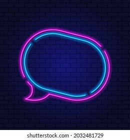 Neon Blank Dialog Box, Speech Bubble. Glowing Bright color frame for Quotes and Text. Vector graphic design. Glowing neon sign on a dark background.