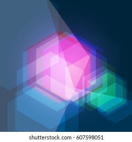 Neon blinding light abstract background. Modern dazzling wallpaper. High quality abstract vector illustration. Blue futuristic shine. 2018 trend concept. Fluorescent abstract energy. Template vector.