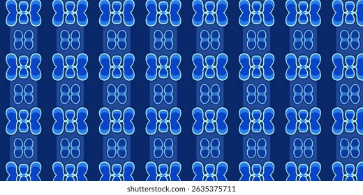 Patrón floral Abstractas azul neón sobre fondo oscuro
