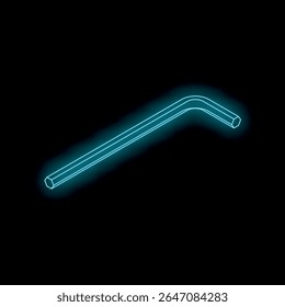Neon blue allen key glowing on a dark background, representing tools, repair, and diy projects