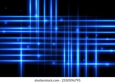 Neonblauer Hintergrund. Digitales Spielmuster. Drahtmodell-Hintergrund mit horizontalen und vertikalen Linien. Abstrakte futuristische Techno-Vektorgrafik.
