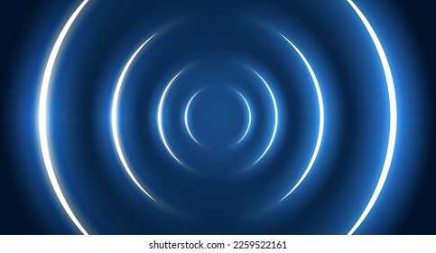 Neon blue background with glowing lines and semicircles, backdrop for banners, posters or flyers, signage and business, advertising and websites, presentations and marketing, social media covers