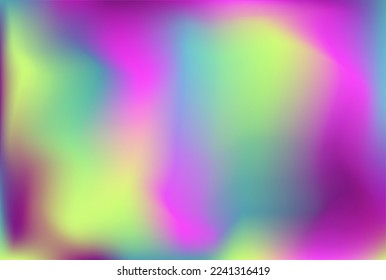 Neon blue background with pink lime green violet blur fog. Bright rainbow template web cyan lavender leafy print. Background print for label, cover, packaging. social media, app, banner. 