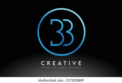 Diseño delgado del logotipo de las letras de la letra azul neón BB. Ilustración de concepto de carta limpia simple y creativa.