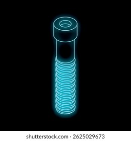 Neon blue bolt glowing on black background is a modern take on a classic hardware element
