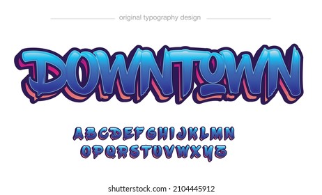 Neon Blue Brush Stroke Graffiti 3d Typography