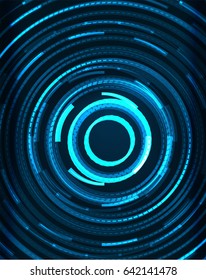 Neon blue circles vector abstract pattern background
