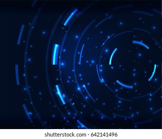Neon blue circles vector abstract pattern background