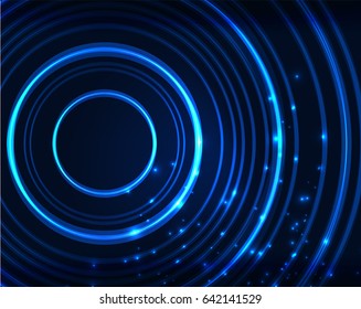 Neonblaue Kreise, Vektorgrafik-abstrakter Muster-Hintergrund