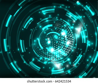 Fondo de patrón abstracto de los círculos azul neón