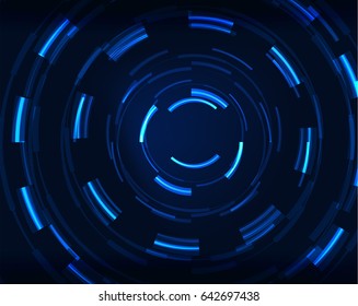 Fundo de padrão abstrato de vetor de círculos azuis néon