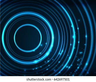 Neonblaue Kreise, Vektorgrafik-abstrakter Muster-Hintergrund
