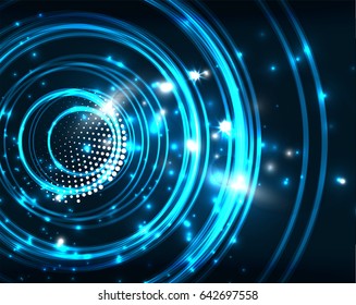 Fondo de patrón abstracto de los círculos azul neón