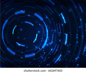 Fundo de padrão abstrato de vetor de círculos azuis néon