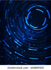 Neon blue circles vector abstract pattern background