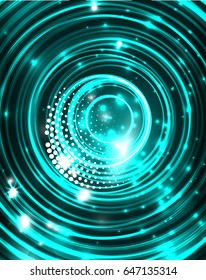 Neon blue circles vector abstract pattern background