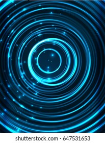 Neon blue circles vector abstract pattern background