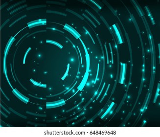 Neon blue circles vector abstract pattern background