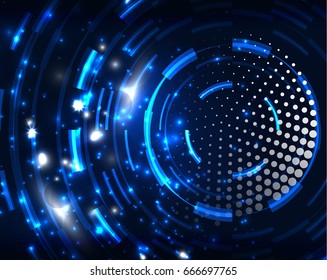 Fondo de patrón abstracto de los círculos azul neón