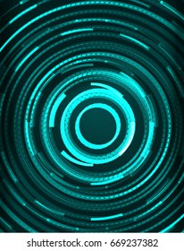 Neon blue circles vector abstract pattern background