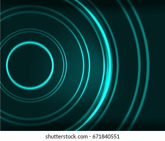 Neon blue circles vector abstract pattern background