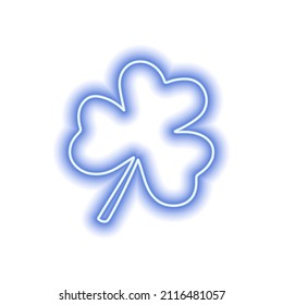 The neon blue clover leaf isolated on white. Vector illustration