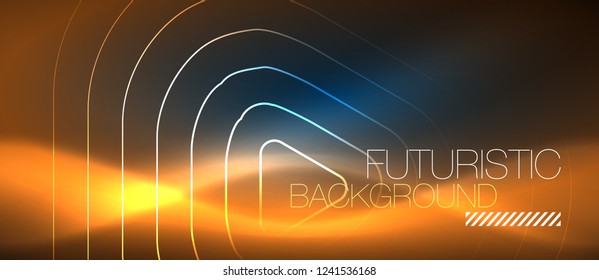 Neon blue color glowing techno lines, hi-tech futuristic abstract background template with geometric shapes, vector illustration