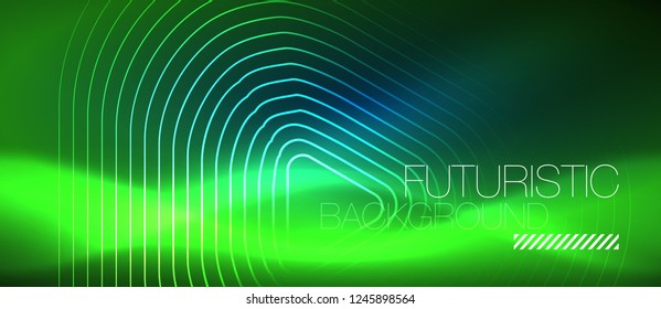 Neon blue color glowing techno lines, hi-tech futuristic abstract background template with geometric shapes, vector illustration