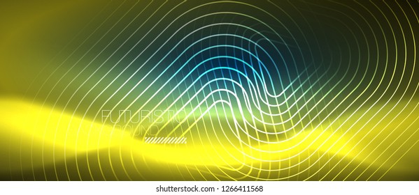 Neon blue color glowing techno lines, hi-tech futuristic abstract background template with geometric shapes, vector illustration