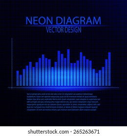 Neon blue column diagram. Vector illustration