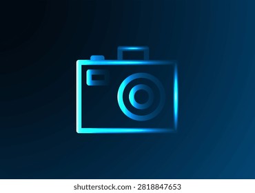 Neon Blue Digital Photo Camera Snapshot Icon