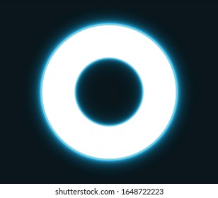 Neon Blue electric light circle of light. Vector round neon lamp banner for advertising design.