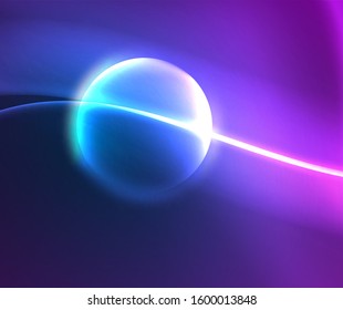 Neon blue electric wave abstract background. Abstract technology background. Black background. Abstract magic light motion background. Neon flare.