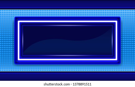Neon blue frame template, Electric light box banner