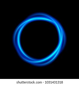 Neon Blue Glowing Lights Circle Frame  Line Abstract Background. Vector