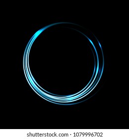 Neon Blue Glowing Lights Circle Frame  Line Abstract Background. Vector