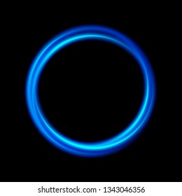 Neon Blue Glowing Lights Circle Frame  Line Abstract Background. Vector