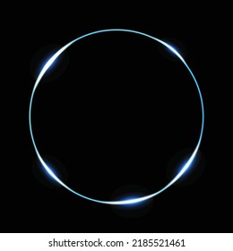 Neon Blue Glowing Lights Circle Frame  Line Abstract Background. Vector