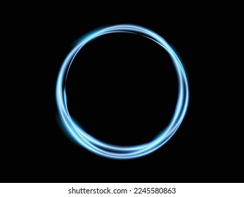Neon Blue Glowing Lights Circle Frame  Line Abstract Background. Vector
