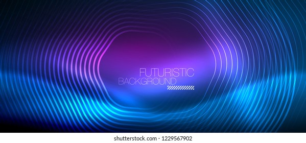 Neon blue glowing lines, magic energy space light concept, abstract background wallpaper design, vector illustration