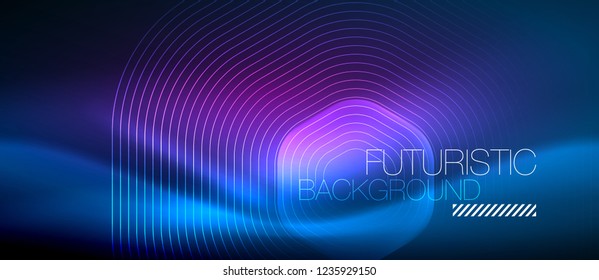 Neon blue glowing lines, magic energy space light concept, abstract background wallpaper design, vector illustration
